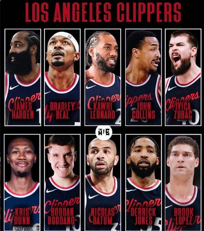 快船新赛季预计首发：哈登比尔小卡科林斯祖巴茨